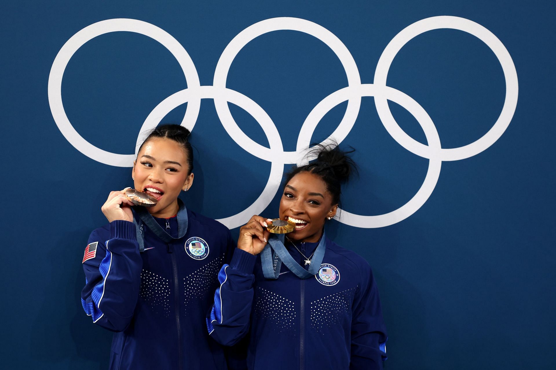 Sunisa Lee and Simone Biles at The 2024 Olympics (Image via Getty)