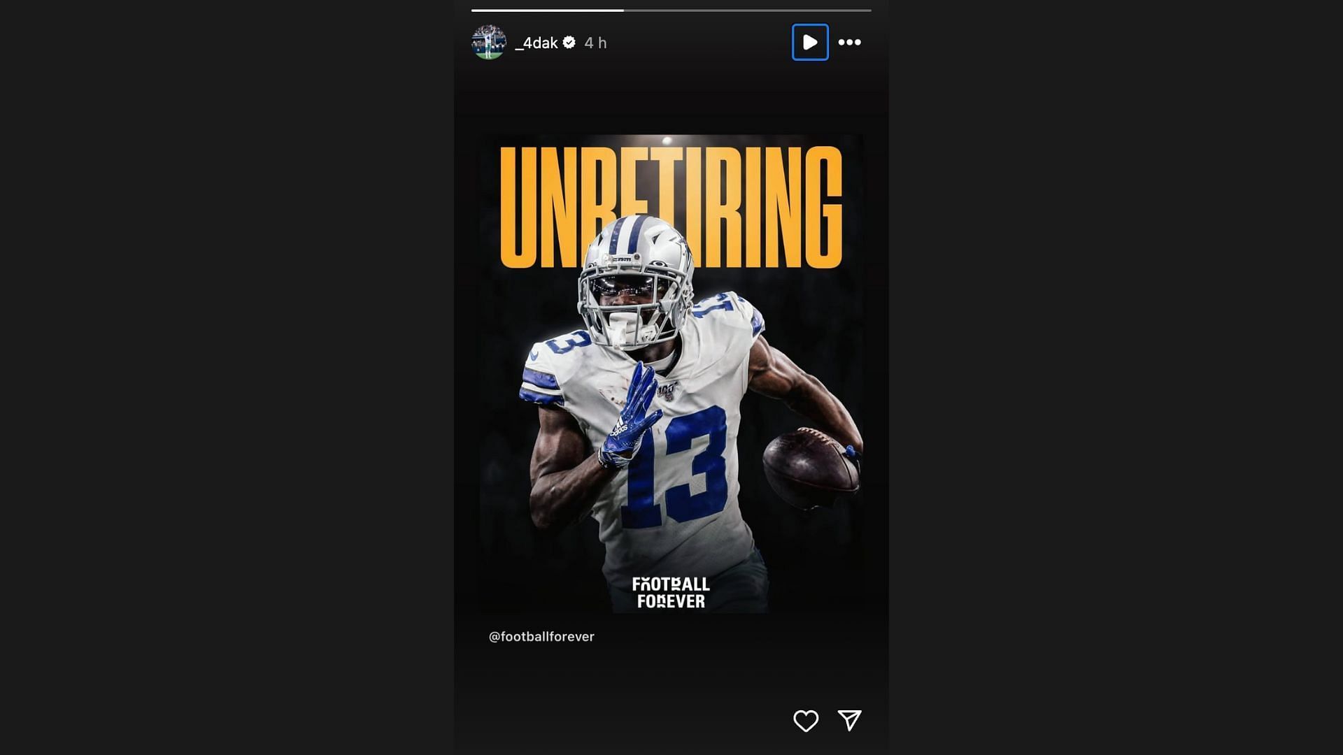 Dak Prescott&#039;s IG Story Michael Gallup