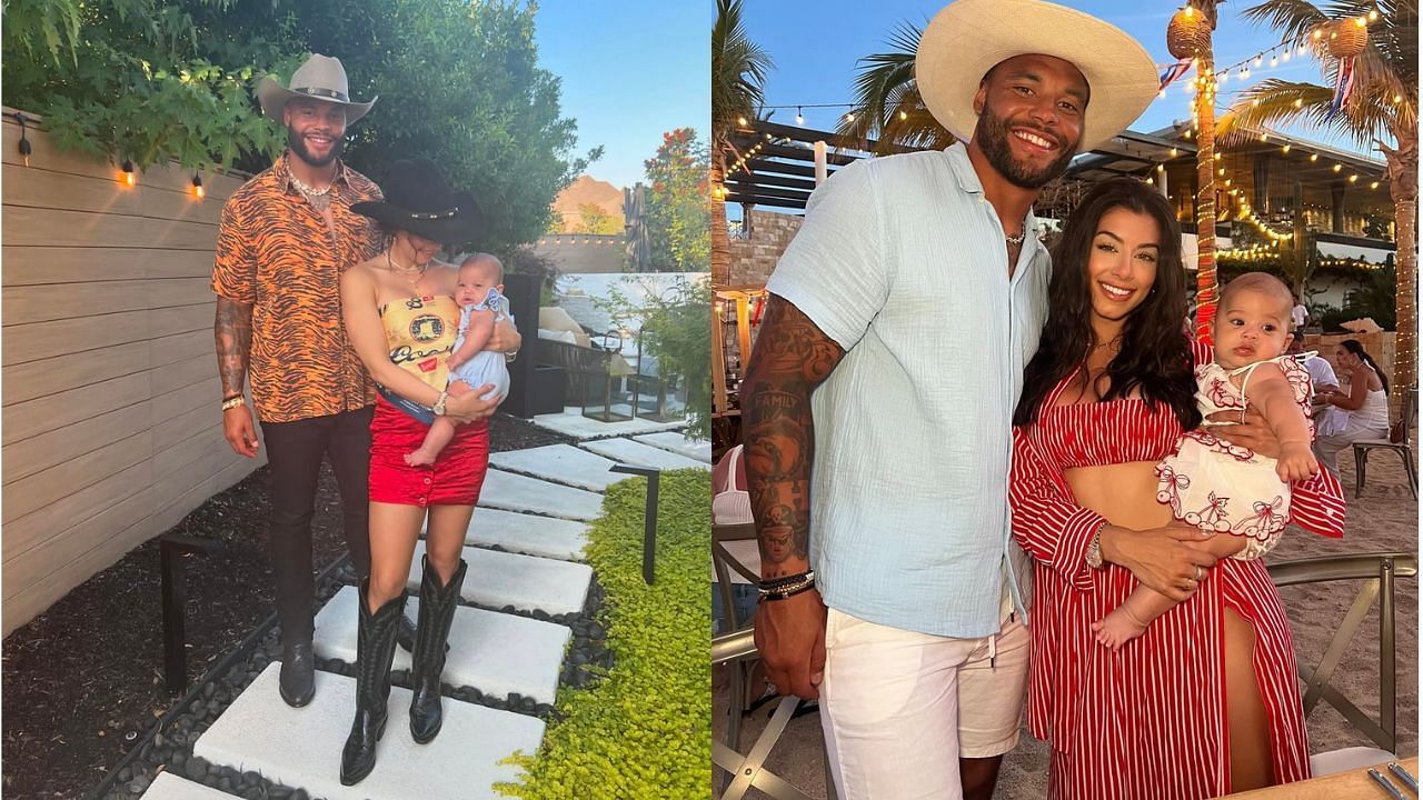 Dak Prescott with his fiancee Sarah and daughter MJ Rose