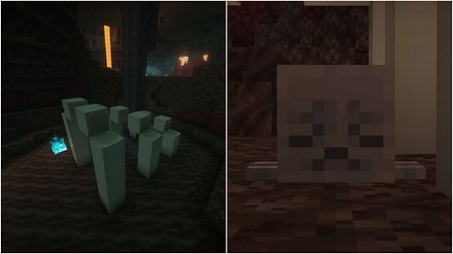 Dried Ghast is a new block found in the Soul Sand Valley near fossils (Image via Sportskeeda Gaming || Mojang Studios)