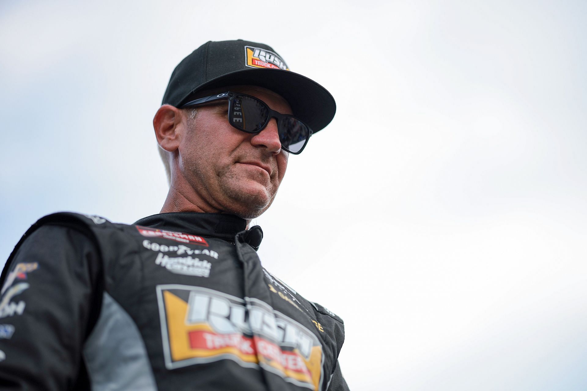 Clint Bowyer walks onstage during driver intros prior to the  2024 Truck Series Rackley Roofing 200 at Nashville Superspeedway (Source: Getty)