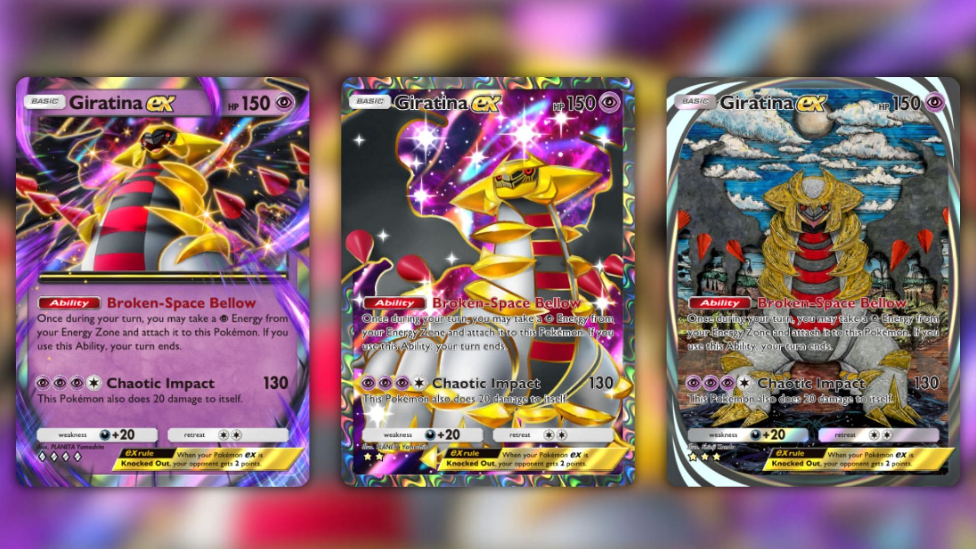 All Giratina ex variants in the game (Image via The Pokemon Company)