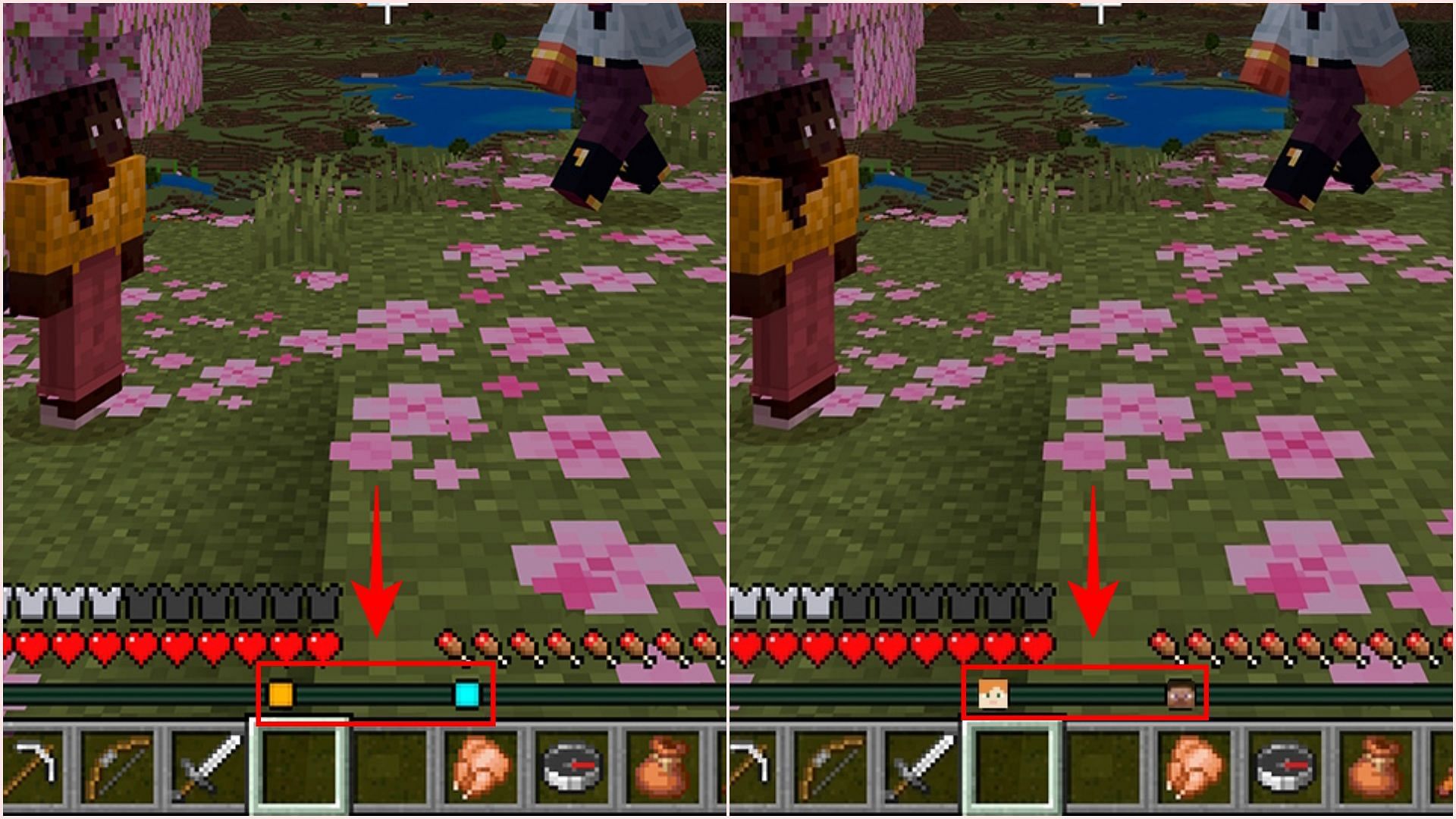 The player locator bar could have been much easier to read if it had player heads instead of dots (Image via Mojang Studios)