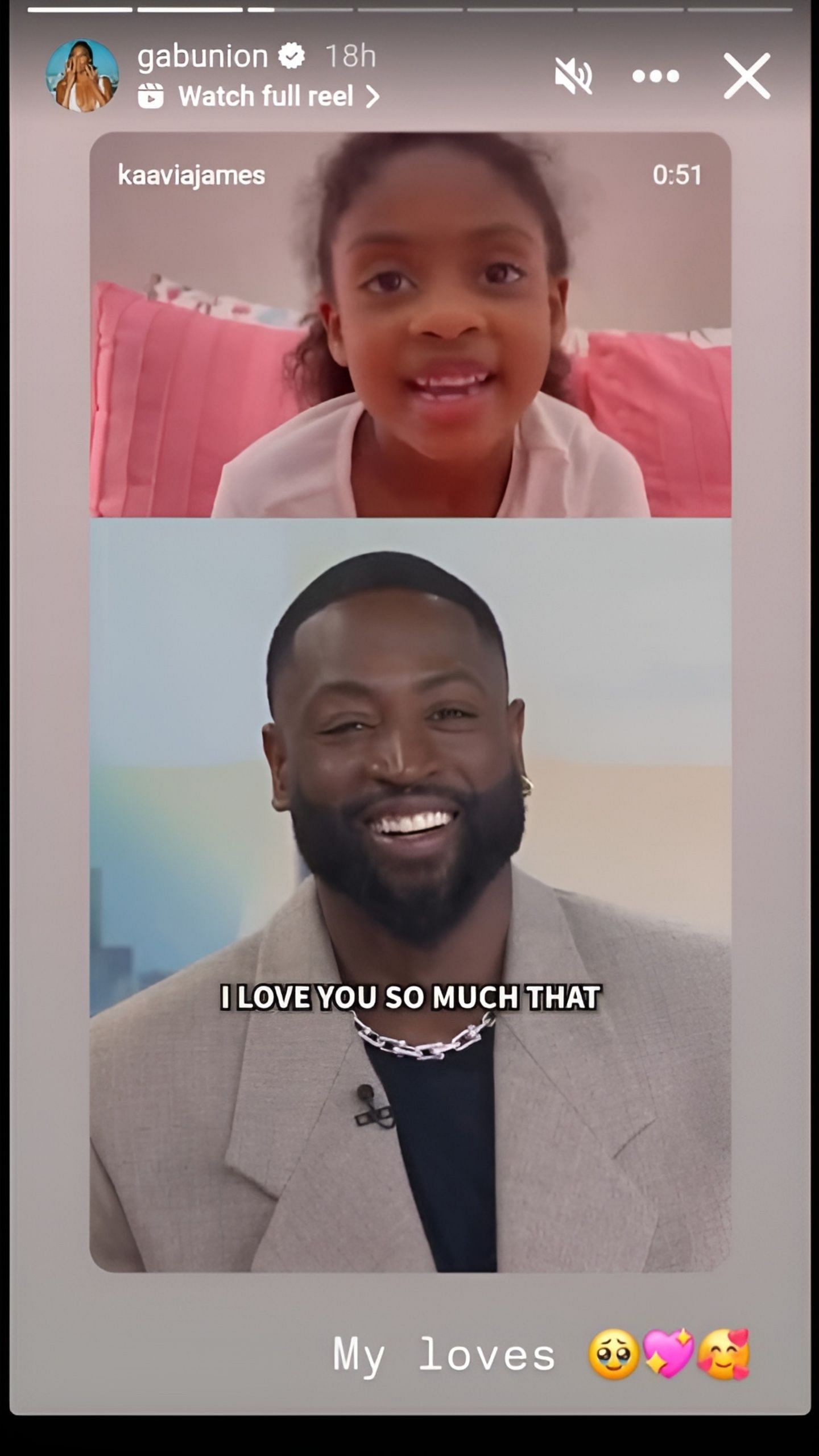 Gabrielle Union reacts to the interaction between husband Dwyane Wade and daughter Kaavia James on Instagram. [Credit: IG/@gabunion]