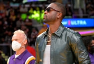 Member of the Red Hot Chili Peppers Flea and former NBA player Dwyane Wade attend a game at Crypto.com Arena. Photo Credit: Imagn
