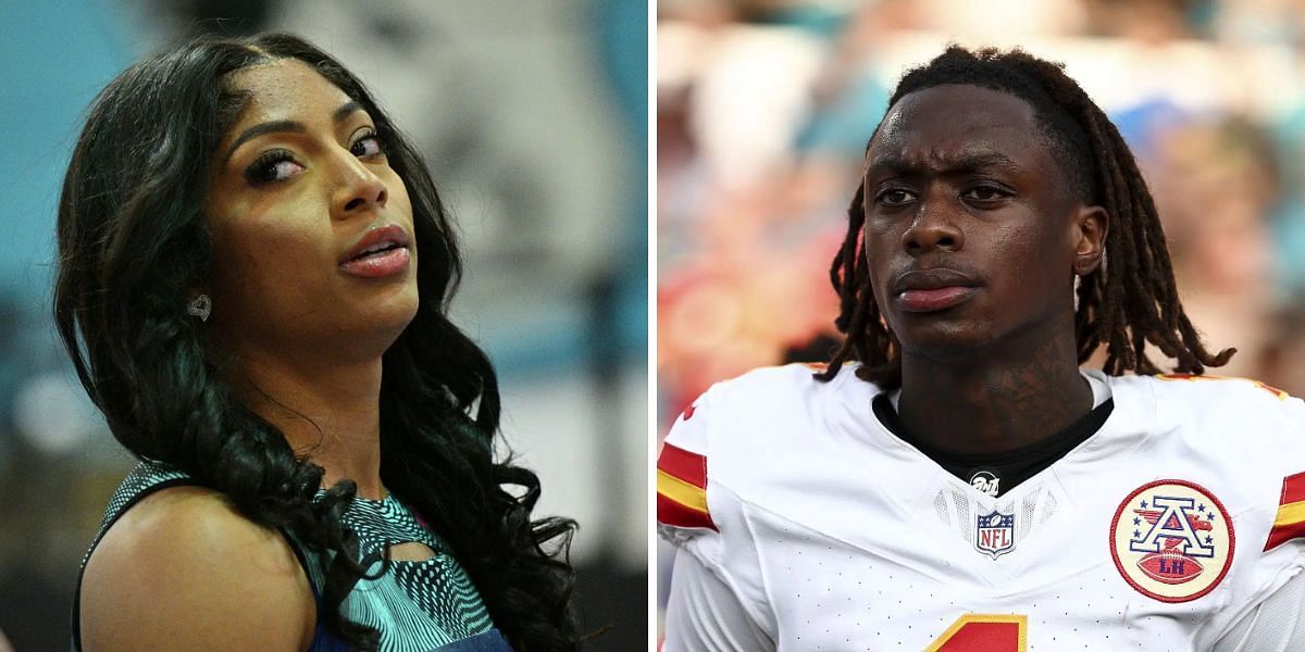 Tia Jones and fiance Xavier Worthy. PHOTO: Both from Getty Images