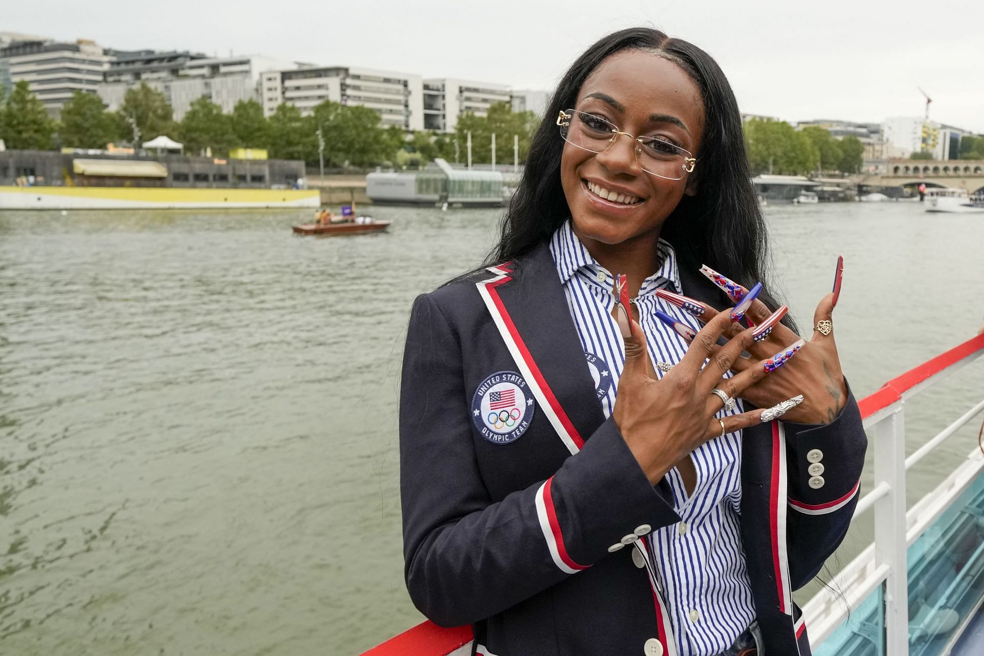 Sha&#039;Carri Richardson poses for a photo during the Opening Ceremony of the Olympic Games 2024 in Paris, France. (Photo by Getty Images)