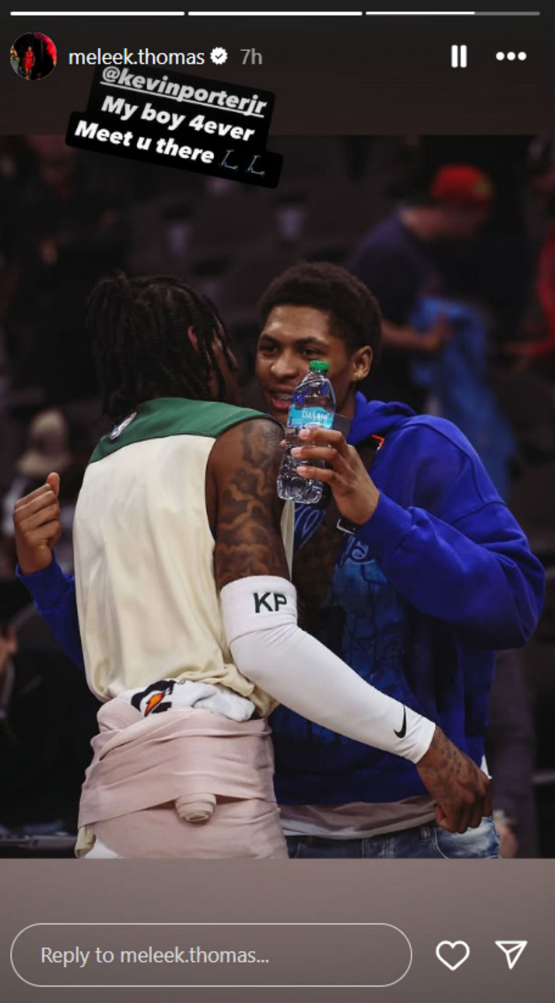 Arkansas signee Meleek Thomas shares a snap of Milwaukee Bucks&rsquo; Kevin Porter Jr. after his win over Atlanta Hawks (Image: IG/ Meleek Thomas)