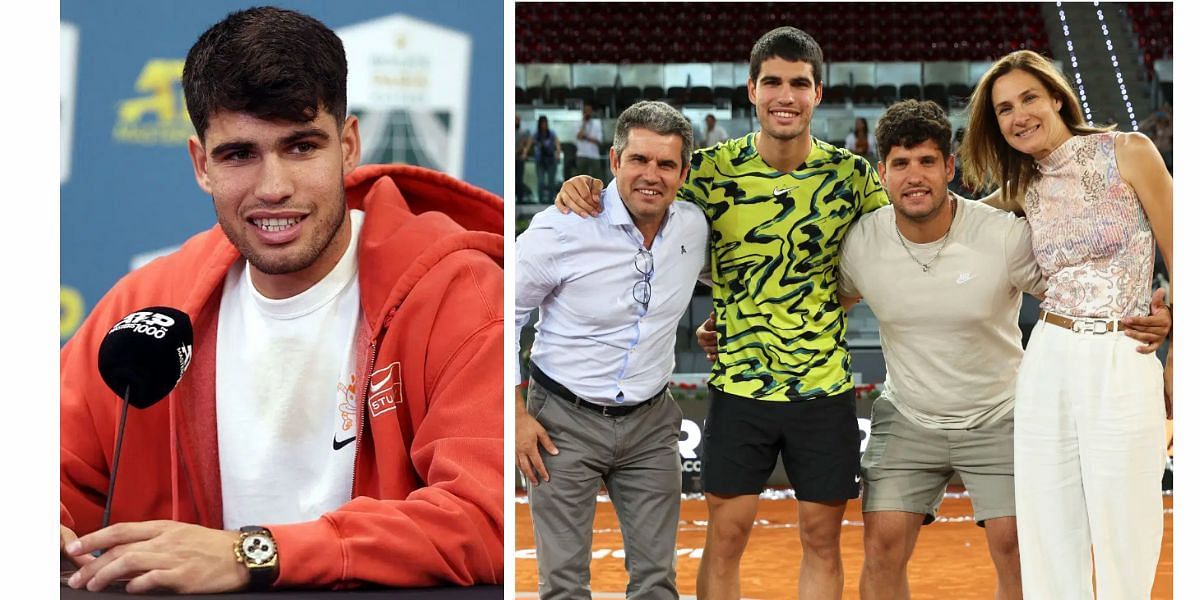 Carlos Alcaraz with his parents and brother Alvaro (Image Source: Getty)