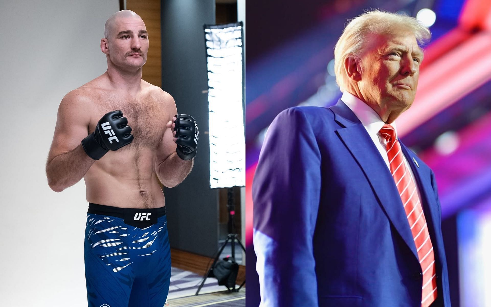 Sean Strickland (left) cheers on Donald Trump (right) while going on a mini rant after Ford blocks his comment on X. [Images courtesy: @ufc and @realdonaldtrump on Instagram]