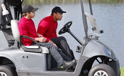 Tiger Woods and Charlie at the 2022 PNC Championship - Final Round - Source: Imagn