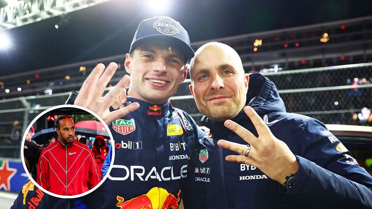In Picture: Max Verstappen and Gianpiero Lambiase (foreground), and Lewis Hamilton (circle). Credit: Getty Images