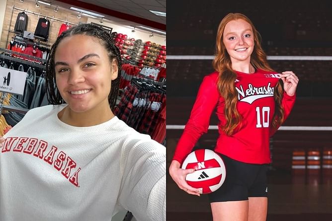 Rebekah Allick gives 4-word reaction to Nebraska teammate Olivia Mauch's skills during beach volleyball win over Ottawa