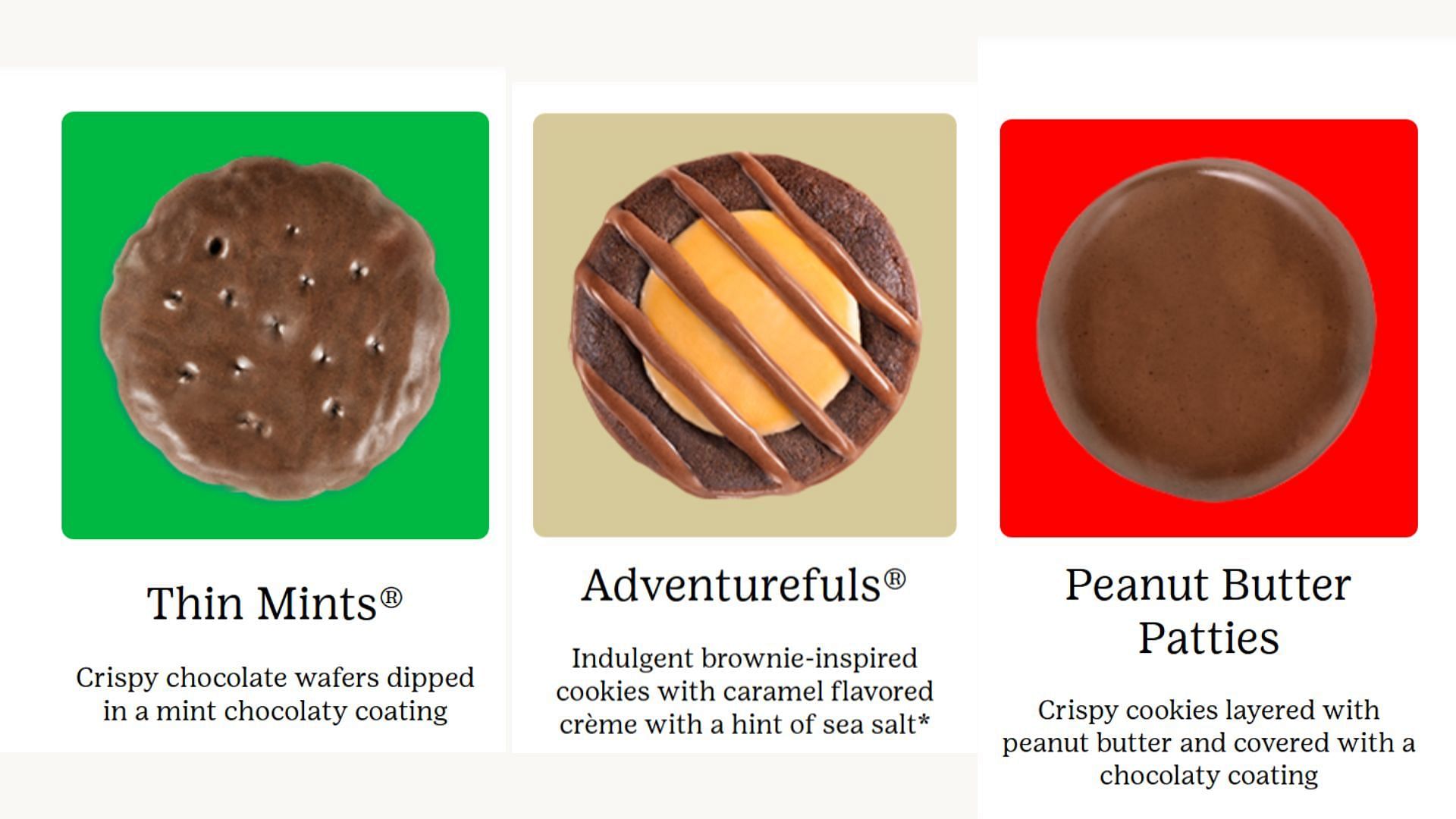 The cookie flavors mentioned in the lawsuit (Image via Girl Scouts)