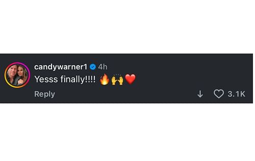Screenshot of Candice Warner's comment.