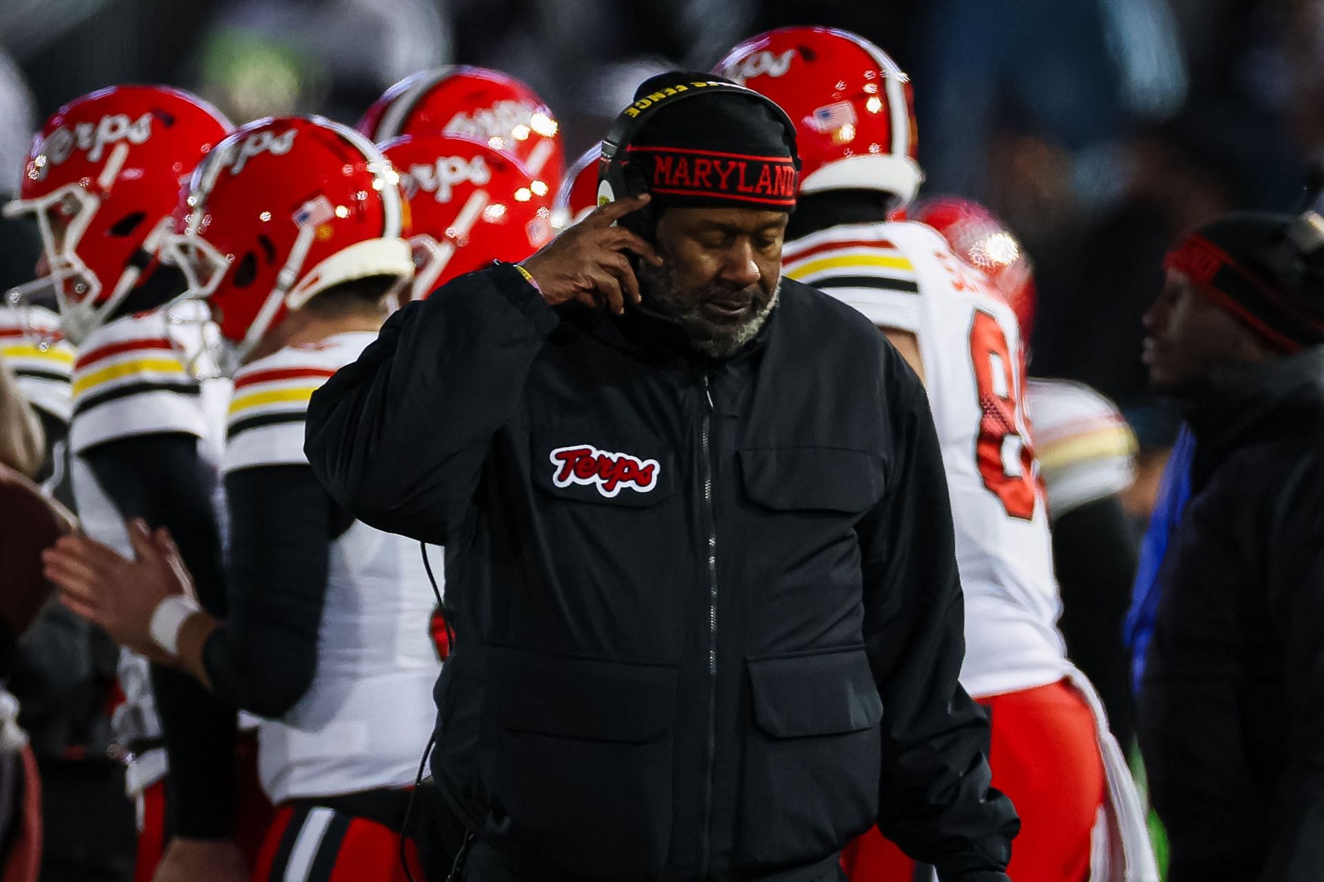 STATE COLLEGE, PA - NOVEMBER 30: Head coach Michael Locksley of the Maryland Terrapins reacts to a play against the Penn State Nittany Lions during the second half at Beaver Stadium on November 30, 2024 in State College, Pennsylvania. (Photo by Scott Taetsch/Getty Images) - Source: Getty