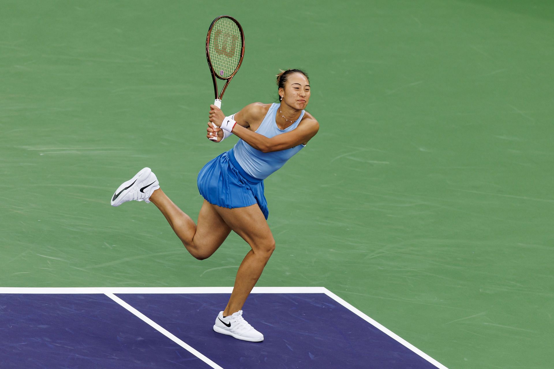 Zheng in action at the BNP Paribas Open - Day 9 - Source: Getty