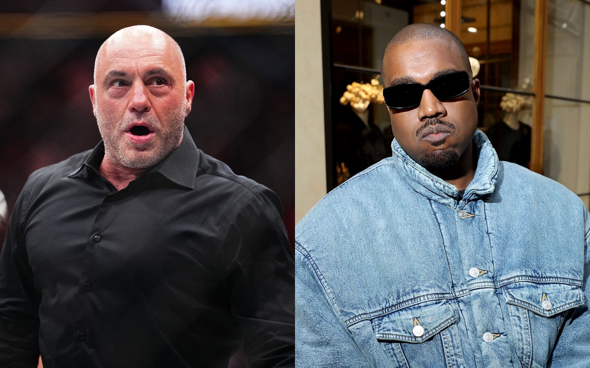 Joe Rogan (left) lauds Kanye West (right) for musical talent. [Images courtesy: Getty Images]