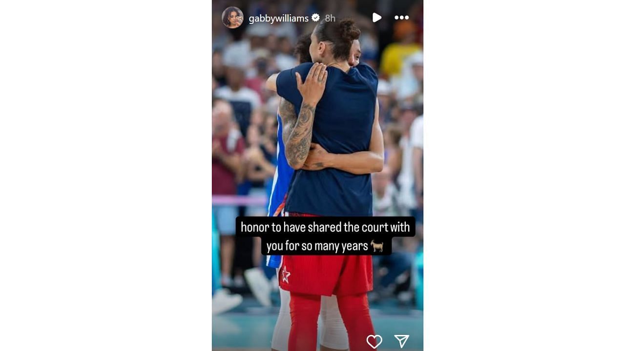 Gabby Williams reacts to Diana Taurasi&#039;s retirement with an Instagram story on Sunday. [photo: @gabbywilliams/IG]