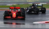 Sebastian Vettel of Germany driving the (5) Scuderia Ferrari SF1000 leads Lewis Hamilton of Great Britain driving the (44) Mercedes AMG Petronas F1 Team Mercedes W11 on track during the F1 Grand Prix of Turkey - Source: Getty