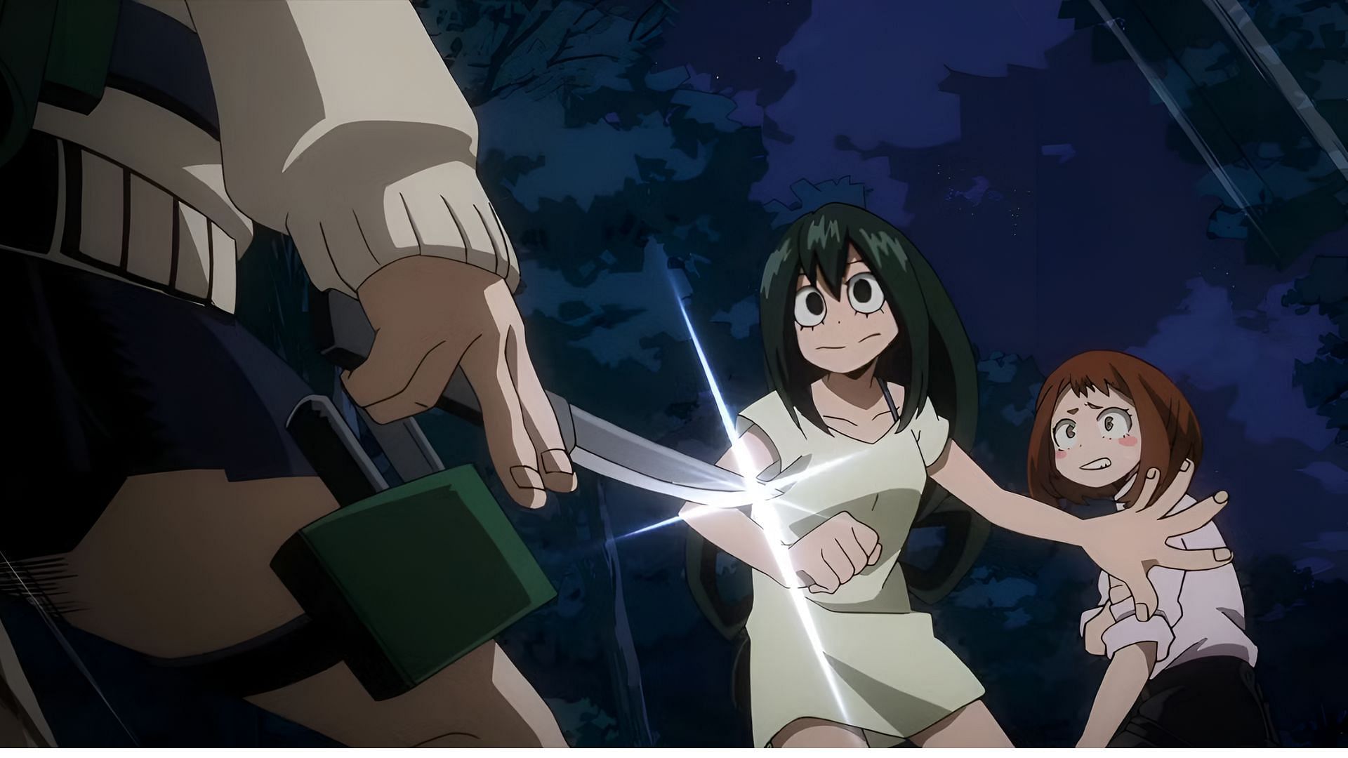 Tsuyu Asui and Ochaco Uraraka as seen in the My Hero Academia anime (Image via Bones)
