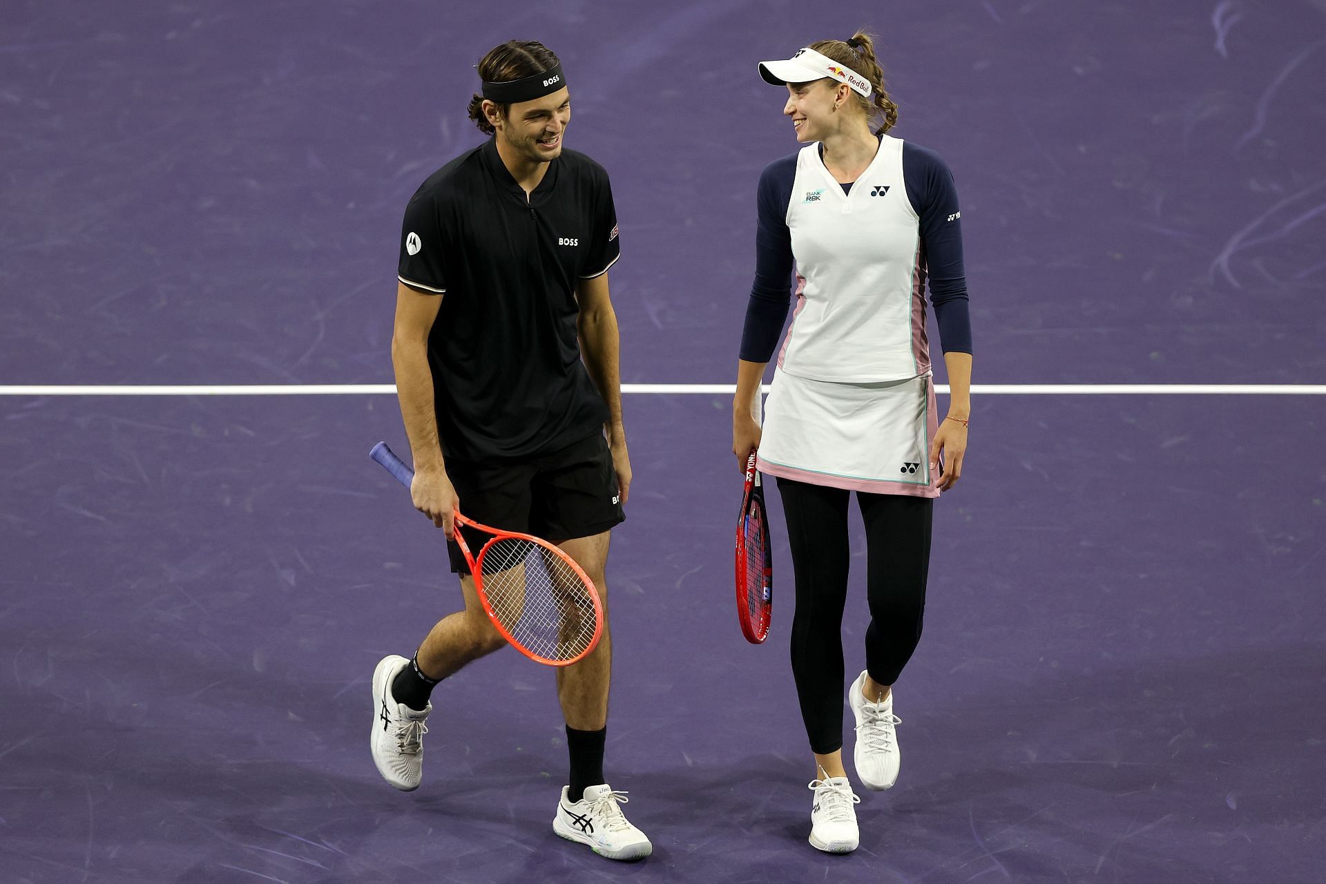 Fritz and Rybakina pictured at the 2025 Tie Break Tens event in Indian Wells - Image Source: Getty