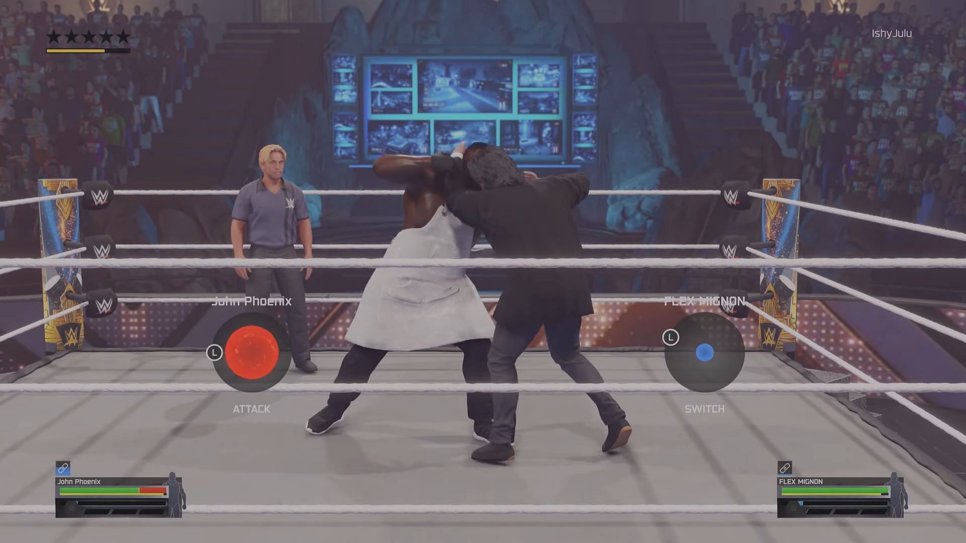 Press the respective buttons to grapple (Image via 2K Games // YouTube/@Bottom Tier)