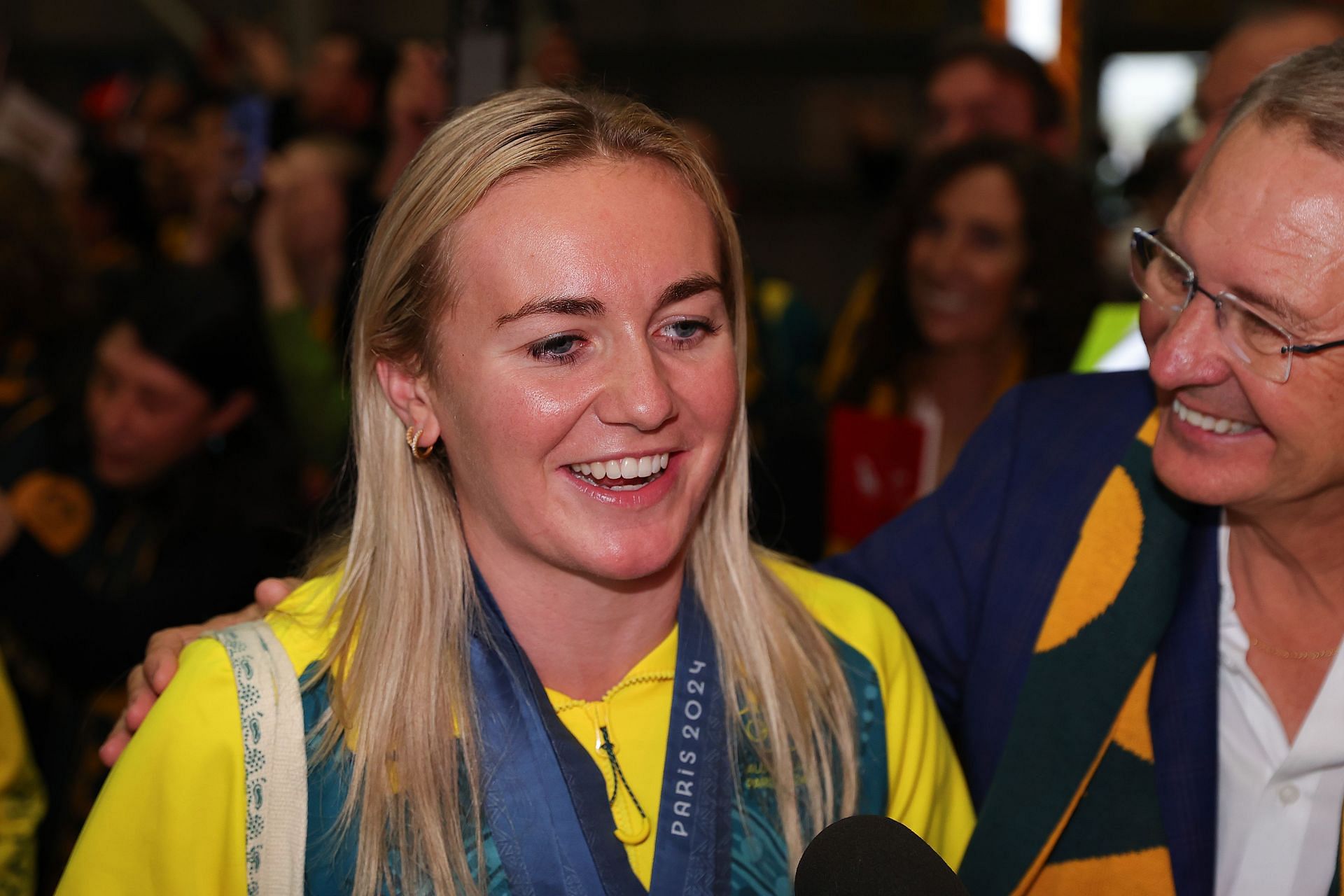 Ariarne Titmus during the Australia&#039;s Olympic Games Athletes Charter Flight Arrival - Source: Getty