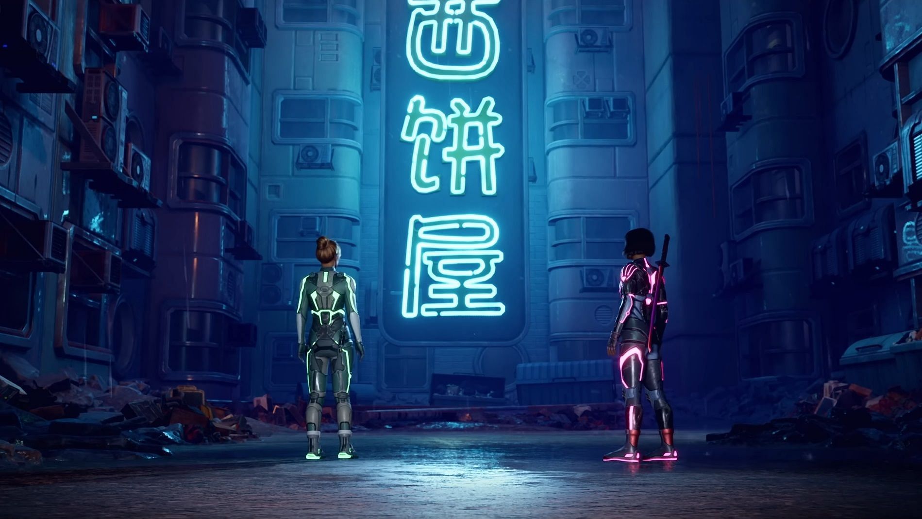 Split Fiction&#039;s neon-themed world (Image via Electronic Arts)