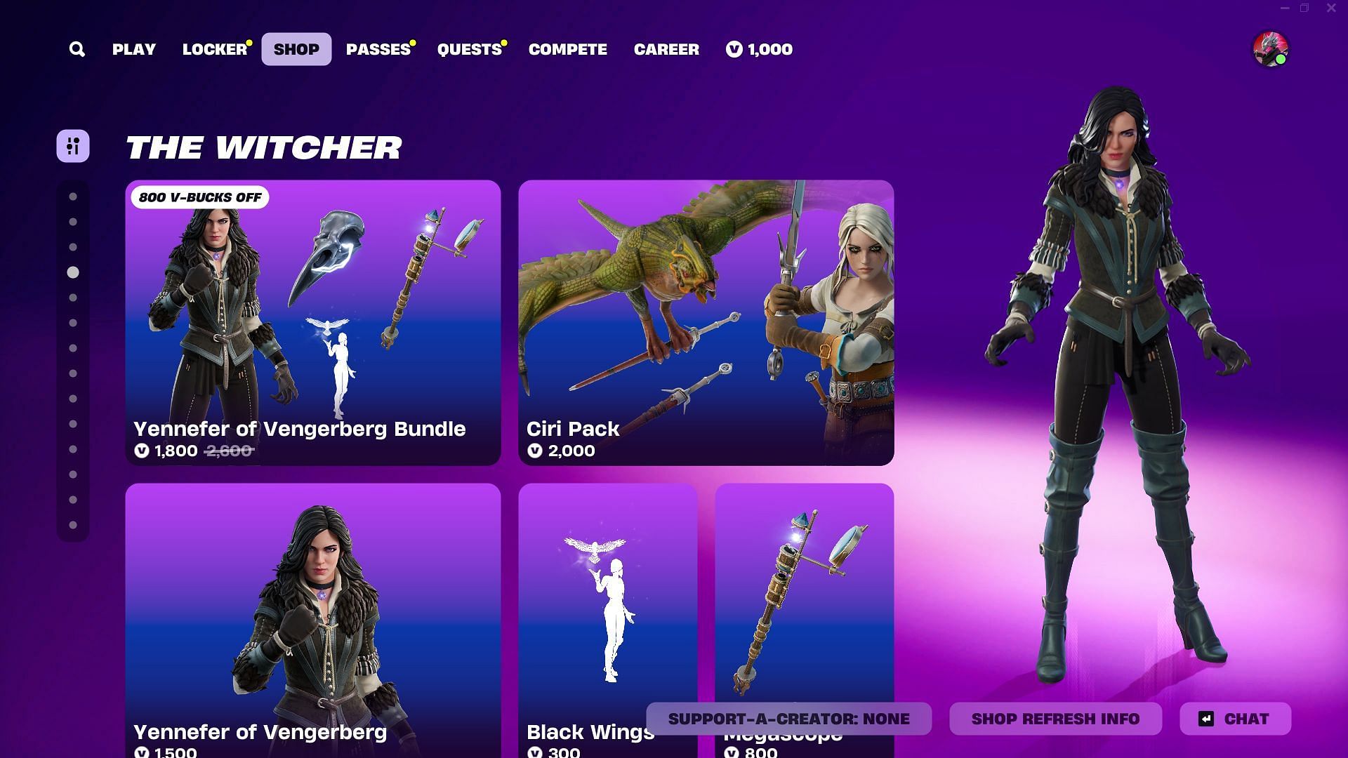 You can now purchase the Ciri and Yennefer of Vengerberg (Witcher) skins in Fortnite (Image via Epic Games)