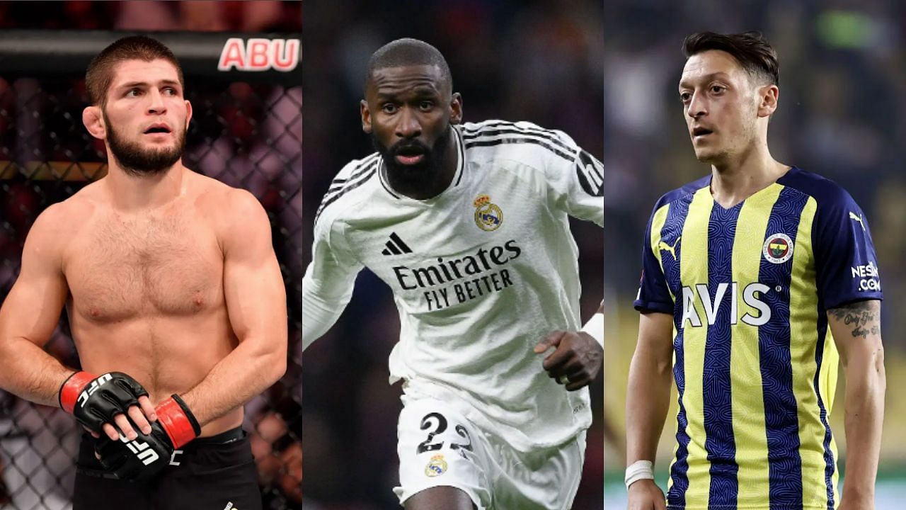 Khabib Nurmagomedov (Left), Antonio Rudiger (Middle), and Mesut Ozil (Left)