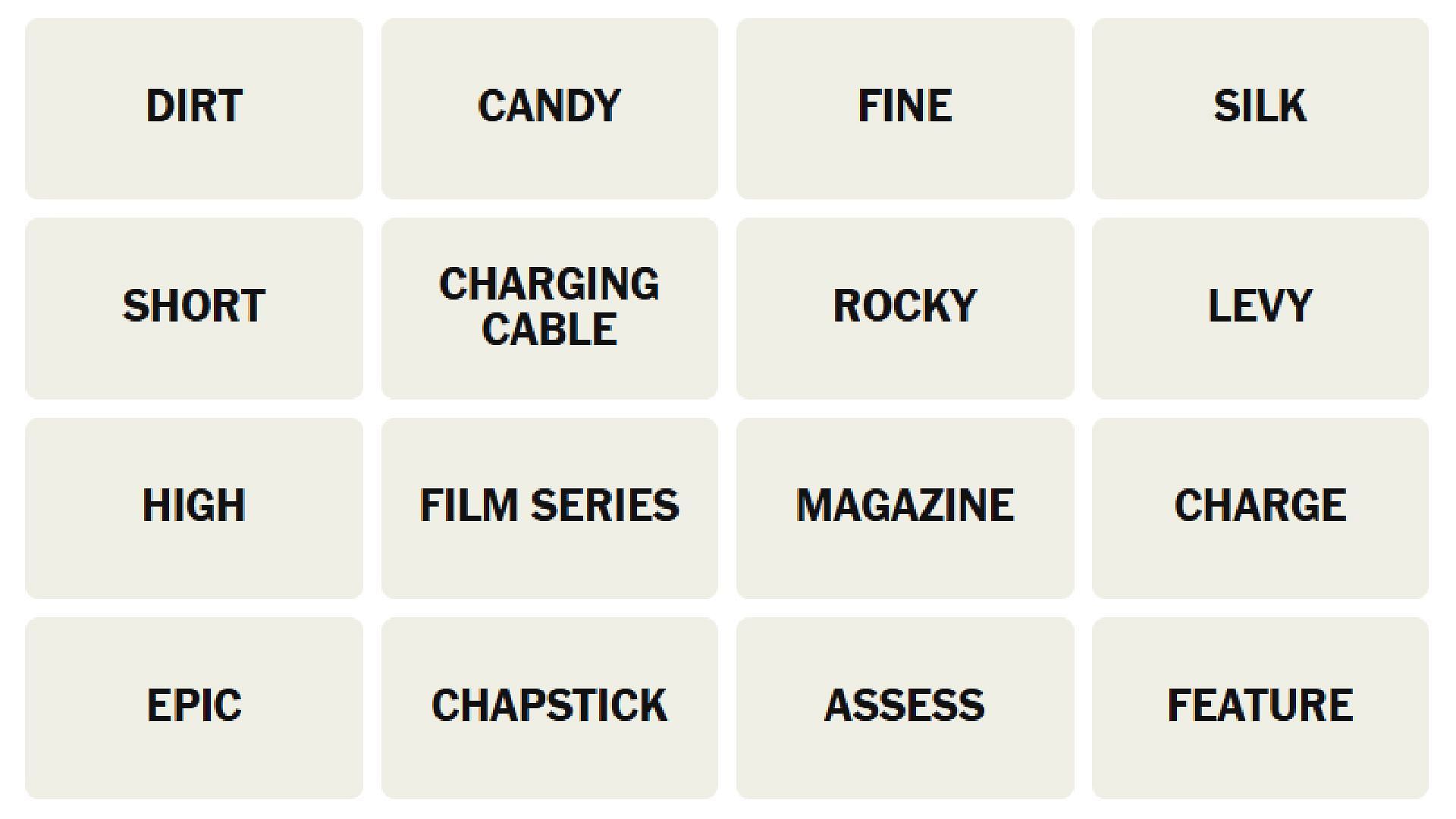 All NYT Connections words for today (Image via The New York Times)