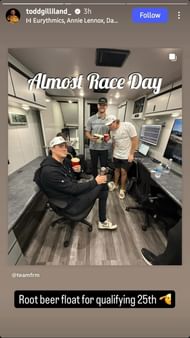 Todd Gilliland celebrated his P25 in the qualifying session for the Cook Out 400 (Source: @ToddGilliland_ via Instagram)