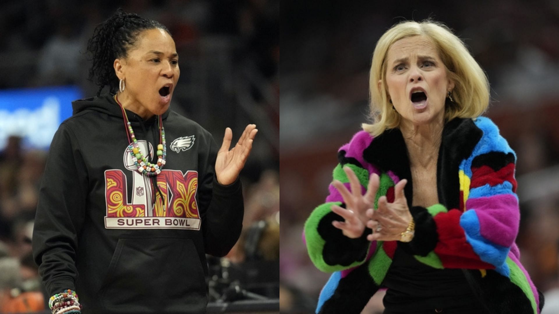 South Carolina coach Dawn Staley and LSU coach Kim Mulkey. Source: Imagn