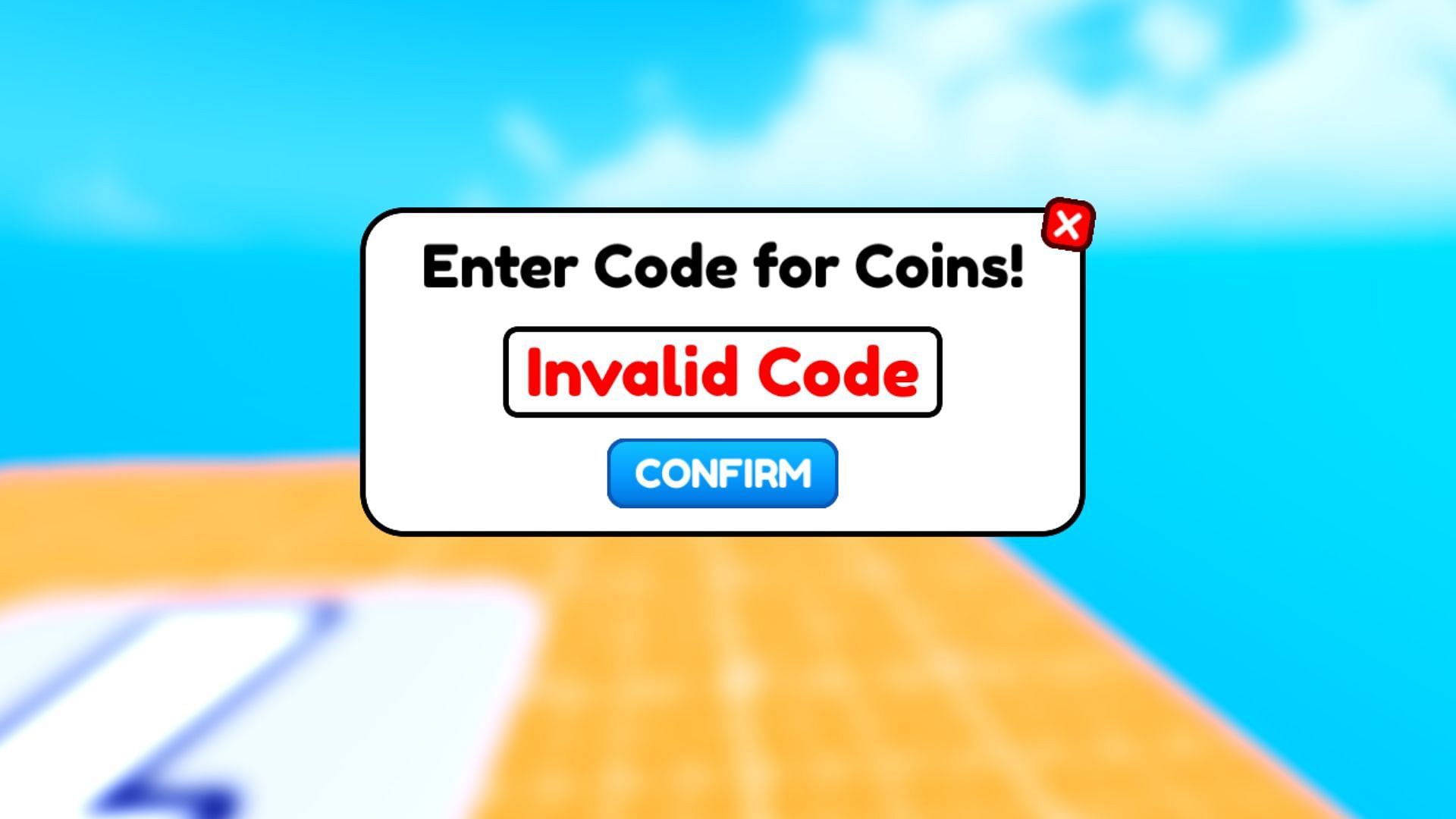 &quot;Invalid Code&quot; issue in Parkour Rush (Image via Roblox)