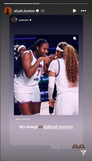 Aliyah Boston's IG story