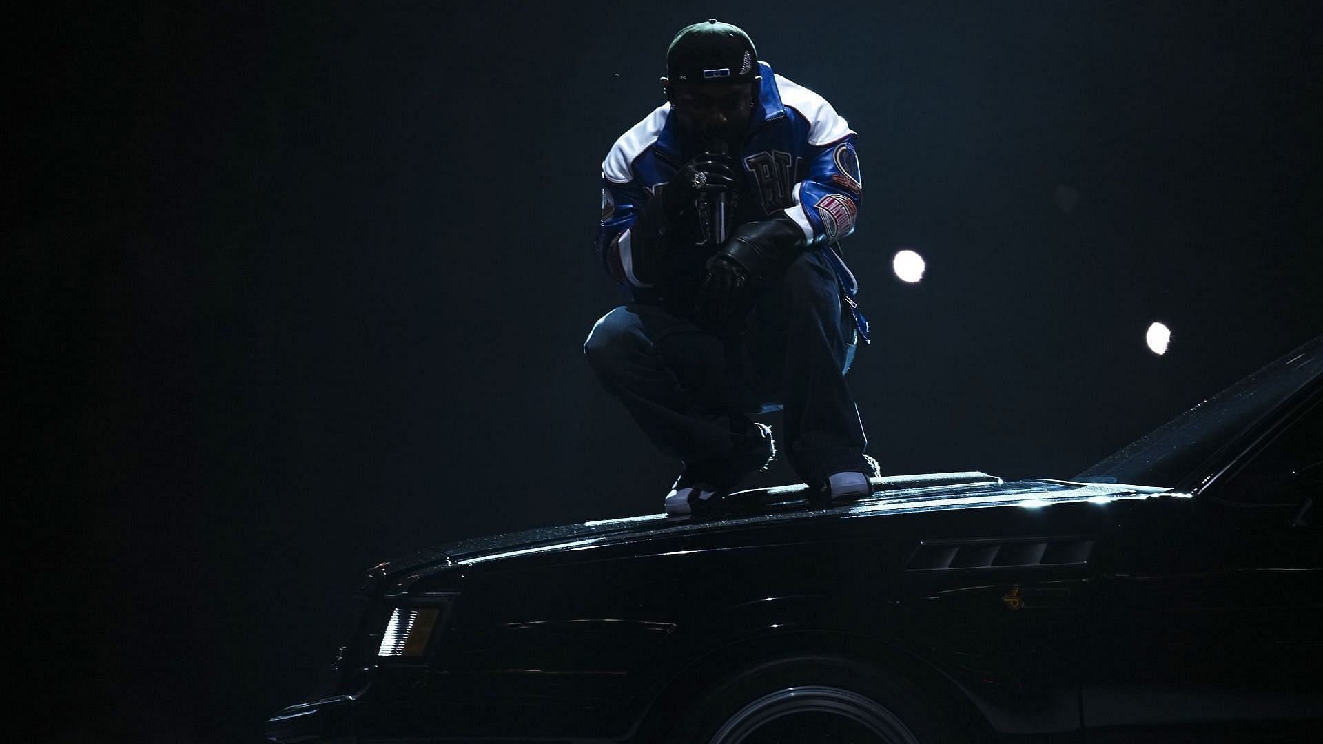 Kendrick Lamar performs at halftime during the NFL Super Bowl 59 football game between the Kansas City Chiefs and the Philadelphia Eagles at Caesars Superdome on February 9, 2025, in New Orleans, Louisiana. (Photo by Cooper Neill/Getty Images)