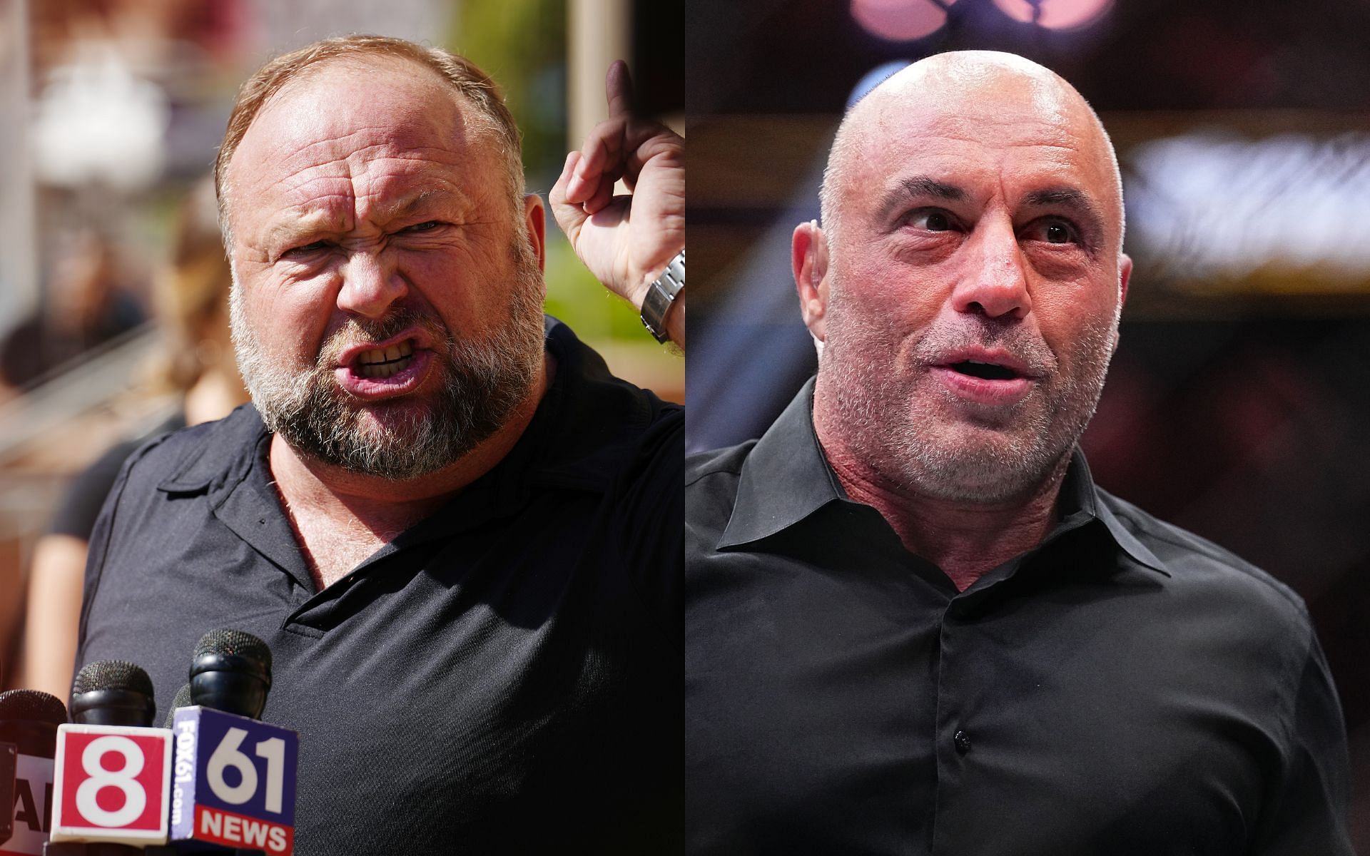 Alex Jones (left) has weighed in on a few polarizing remarks made by Joe Rogan