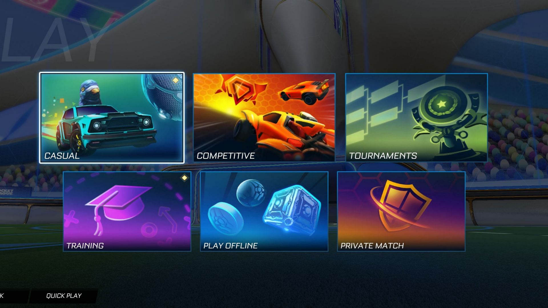 Select Training after the Play Game option on the main menu screen (Image via Psyonix LLC)