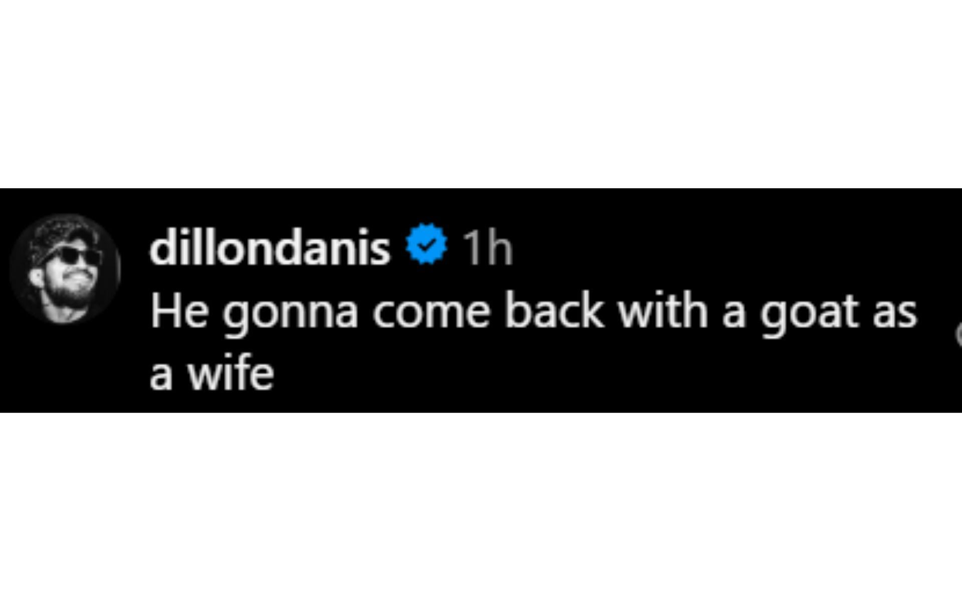 Dillon Danis&#039; reaction [Screenshot courtesy: @espnmma&#039;s comments section on Instagram].