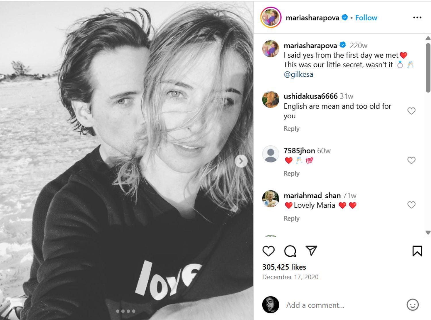 EScreenshot of Maria Sharapova Instagram (https://www.instagram.com/p/CI6Bk9rMifU/?utm_source=ig_embed)