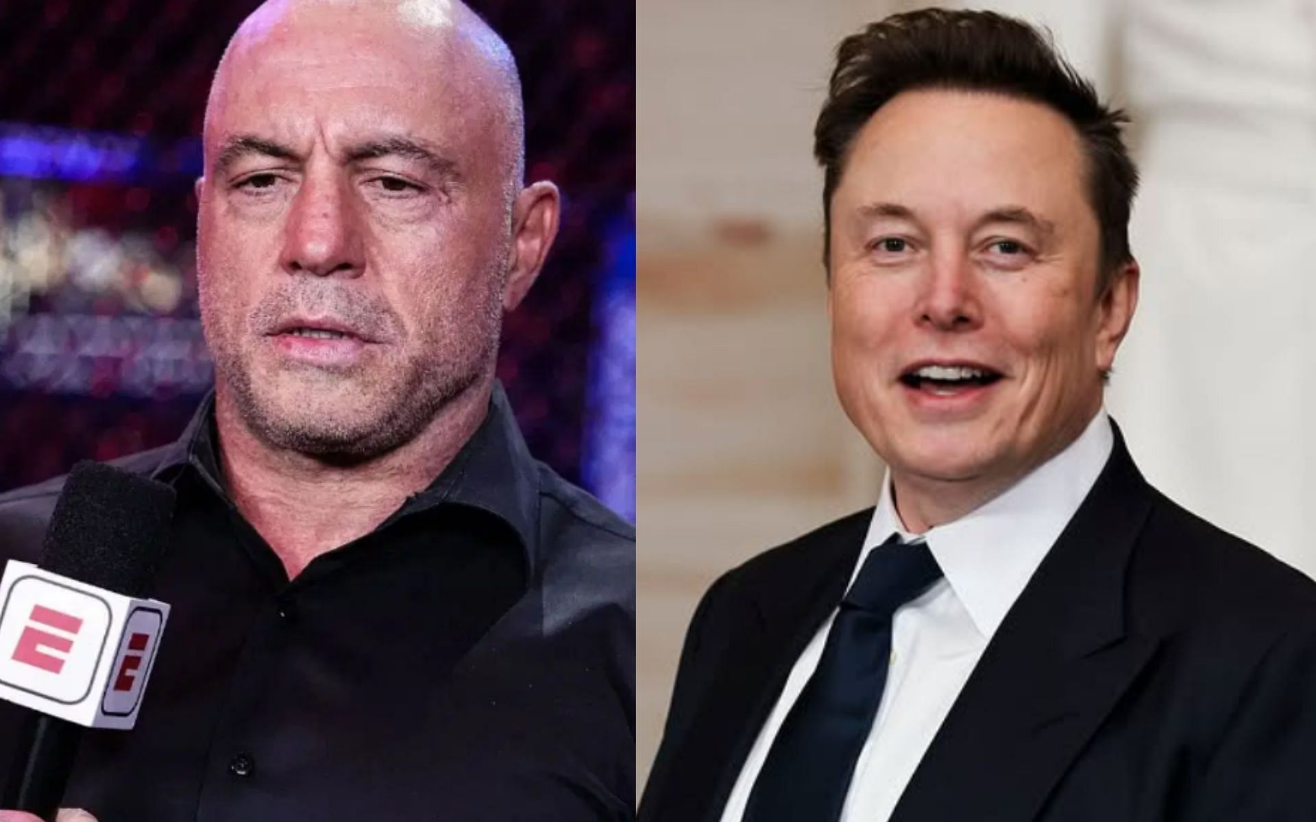 Elon Musk (right) clarifies false reports about Doge in conversation with Joe Rogan (left): [Image courtesy: Getty Images and  @elonrmuskk on Instagram]