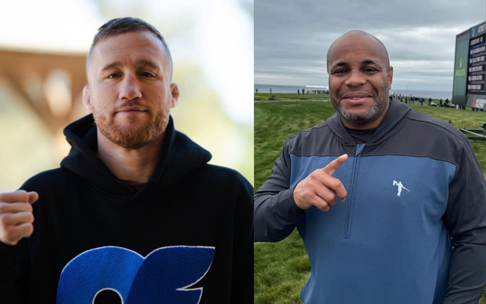 Justin Gaethje (left) creates an awkard situation for Daniel Cormier (right) by calling him a cheat: [Image courtesy: @dc_mma and @justin_gaethje on Instagram]