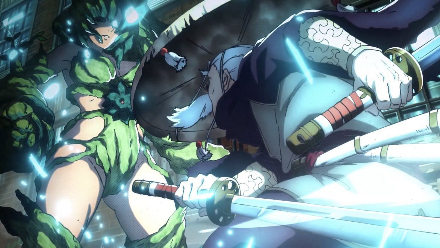 Megumi and Sunraku fighting as seen in the most recent episode (Image via C2C).