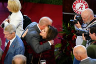 Kalen DeBoer hugs Terry Saban, wife of former coach Nick Saban - Source: Imagn