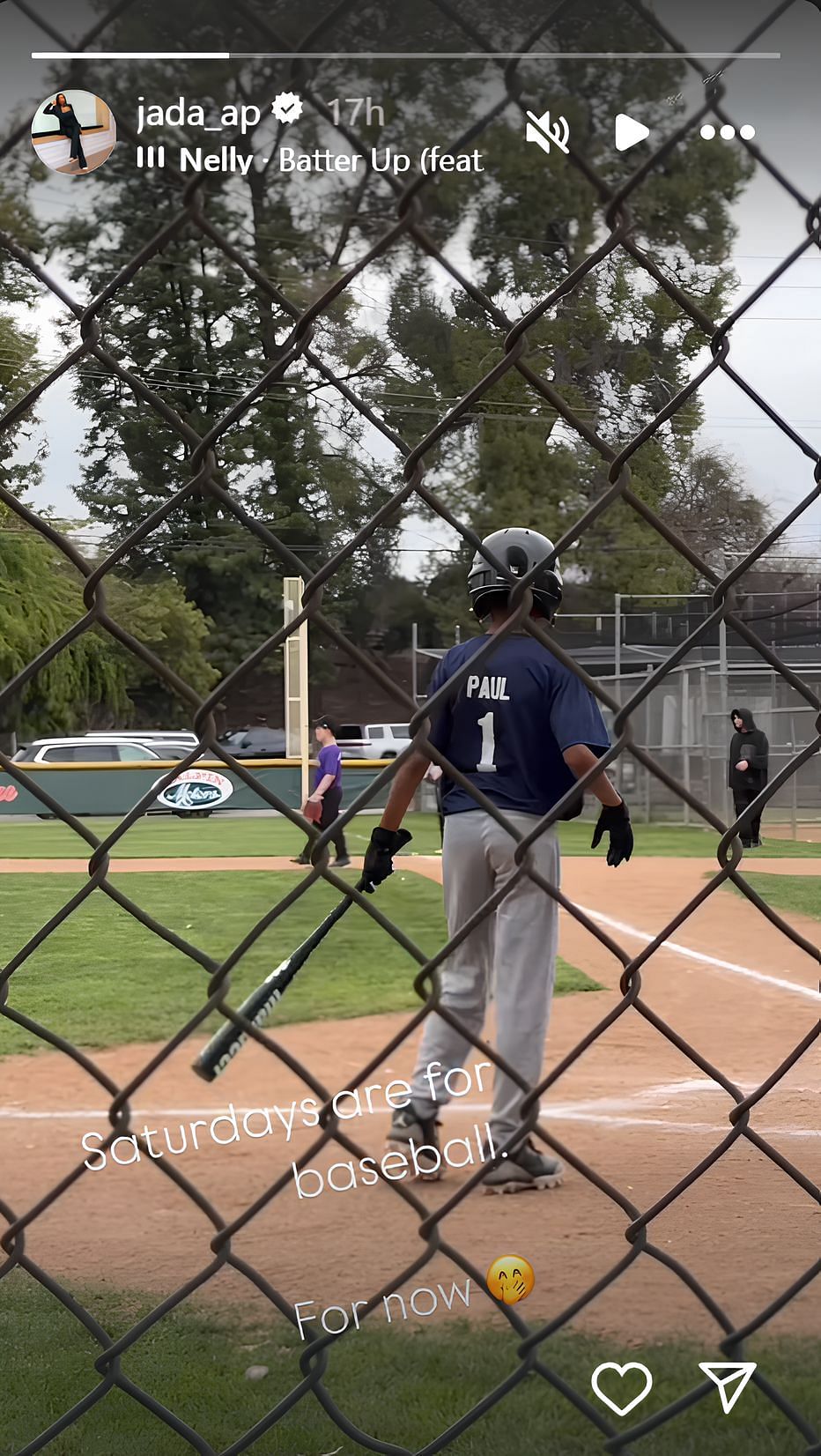 Jada Paul&#039;s story of Chris Paul Jr. playing baseball on the weekend - Source: Instagram