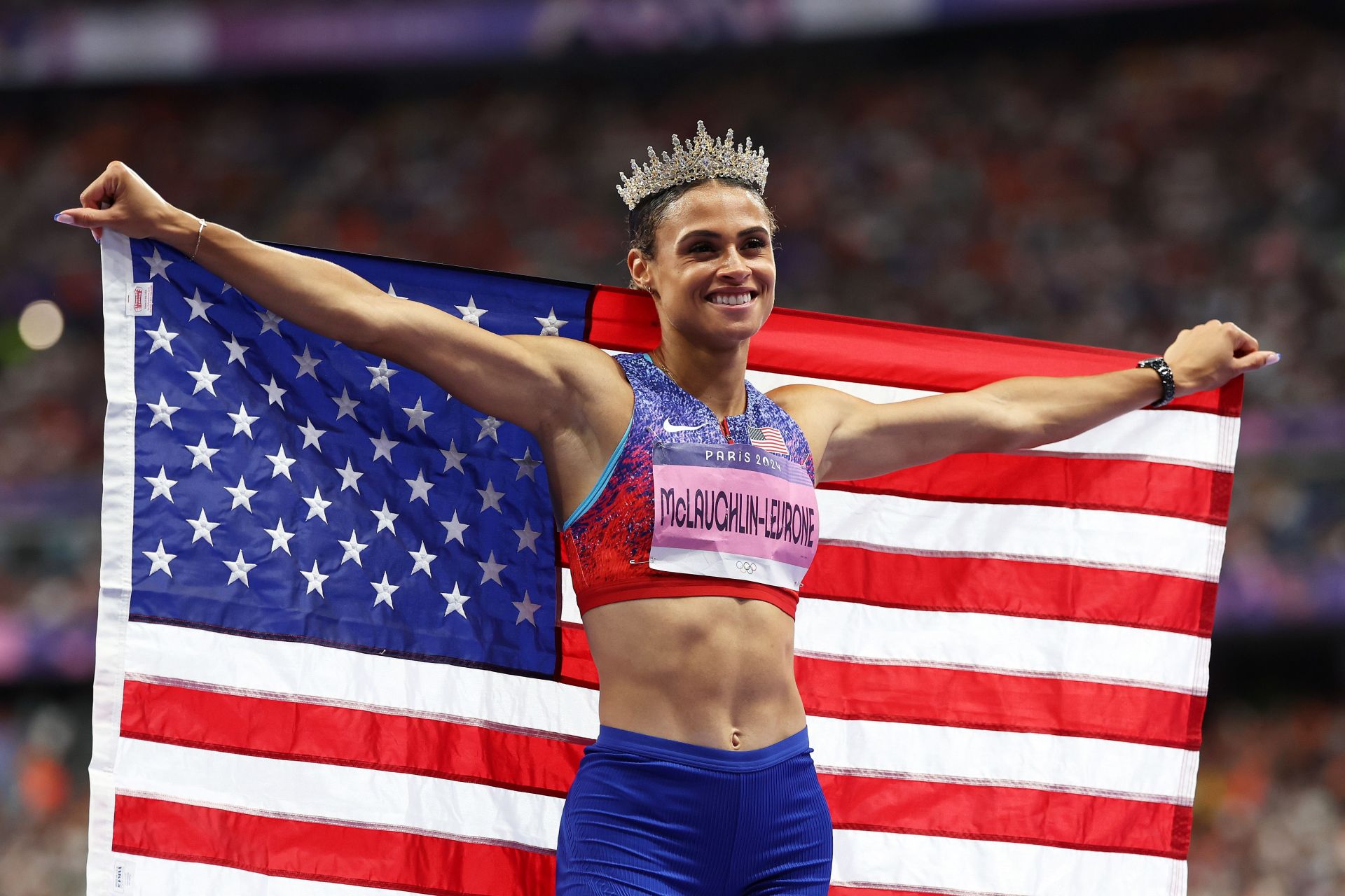 Sydney McLaughlin-Levrone at Paris Olympics. (Photo by Cameron Spencer/Getty Images)