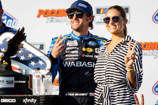 PHOTO: Ryan Blaney's wife Gianna Tulio flaunts effortless style in sleek denim jumpsuit