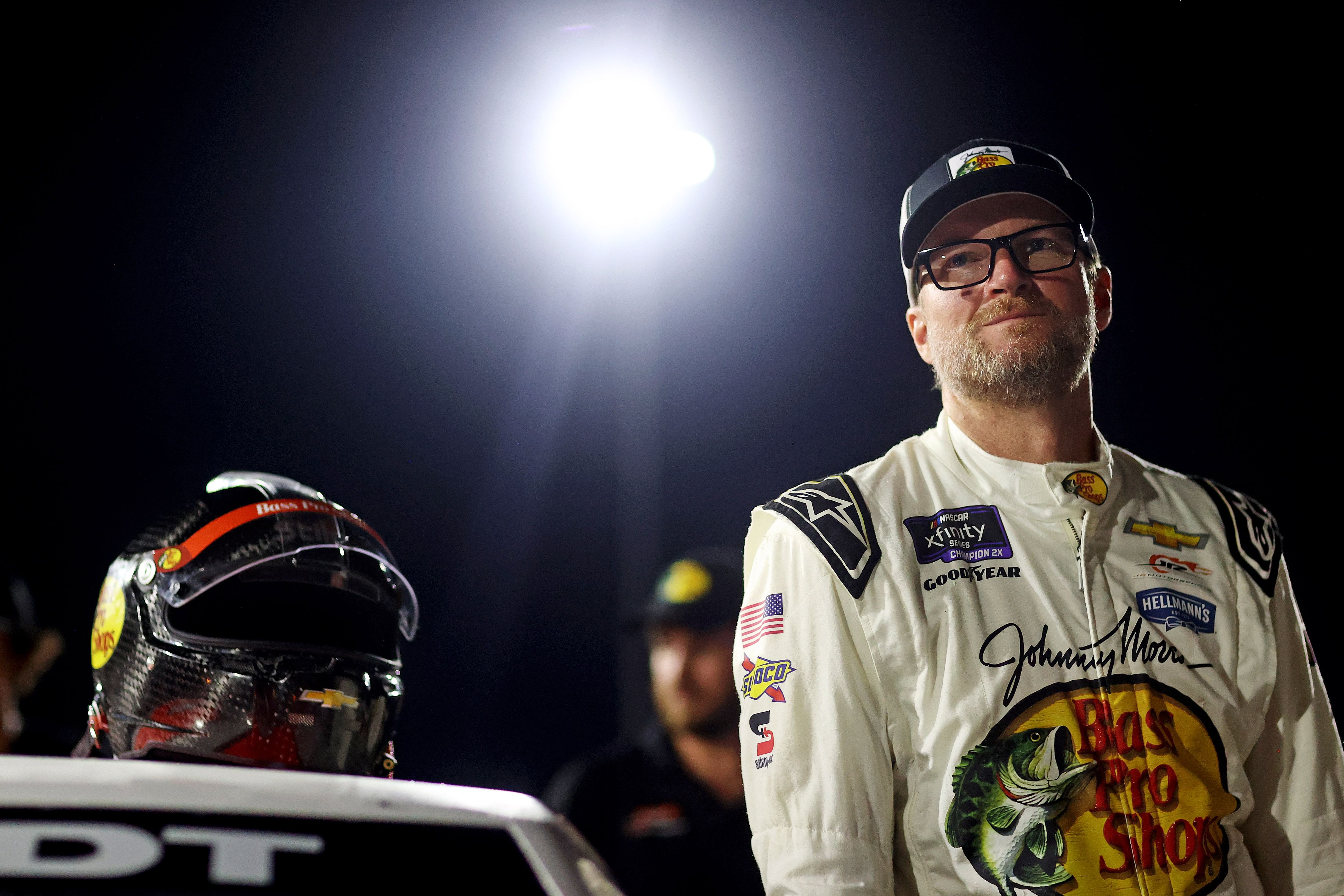 Dale Earnhardt Jr. waits for the start of the 16th Annual Hampton Heat at Langley Speedway. (Source: Imagn)