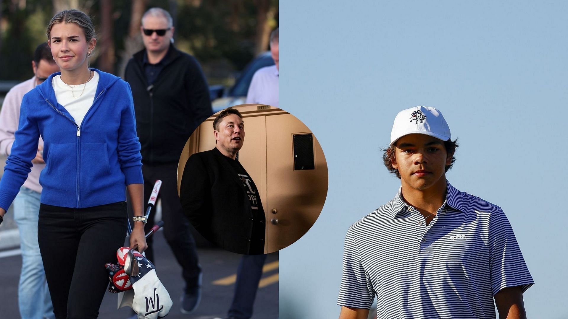 Elon Musk gifts Kai Trump a new gift amid the Junior Invitational where Charlie Woods also competes. Images via Getty Images